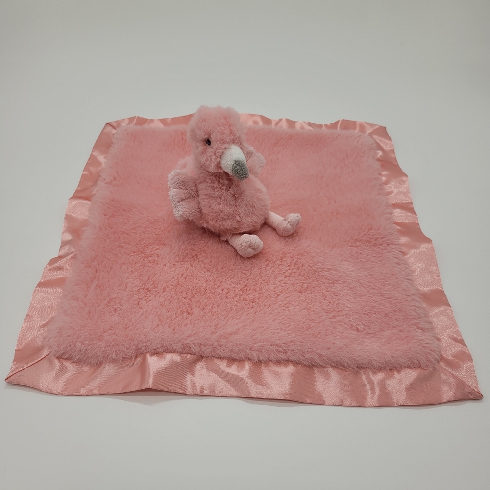Cloud Island Flamingo Lovie Security Blanket Cuddle Plush Fleece Satin Pink